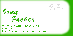 irma pacher business card